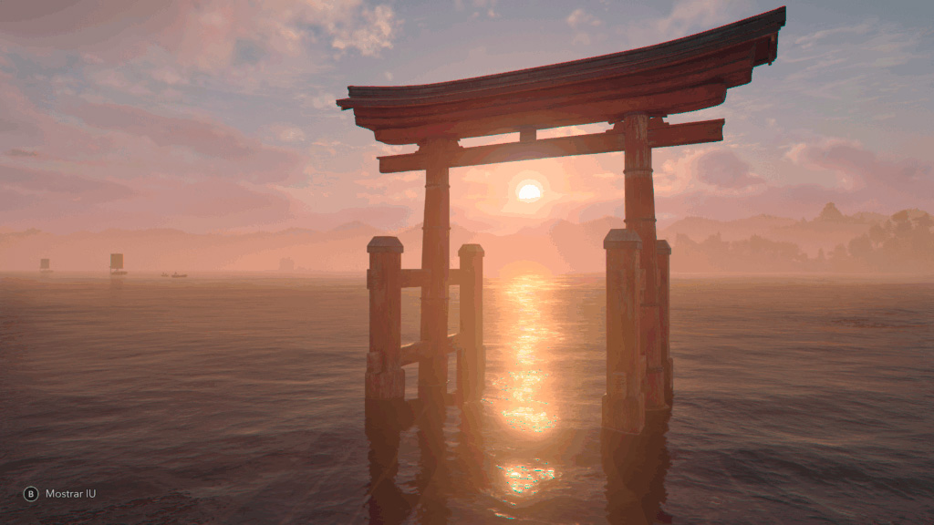 Análisis extensivo de Assassin's Creed Shadows. 1 Puerta Torii en la costa del mar